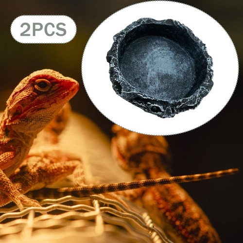 2pcs Platos De Agua De Reptiles Tazones De Comida Redondo