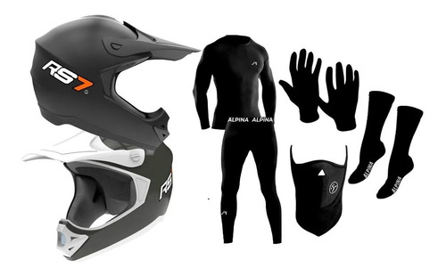 Casco Hawk Rs7 Cross + Kit Termico Completo Pra Piel C