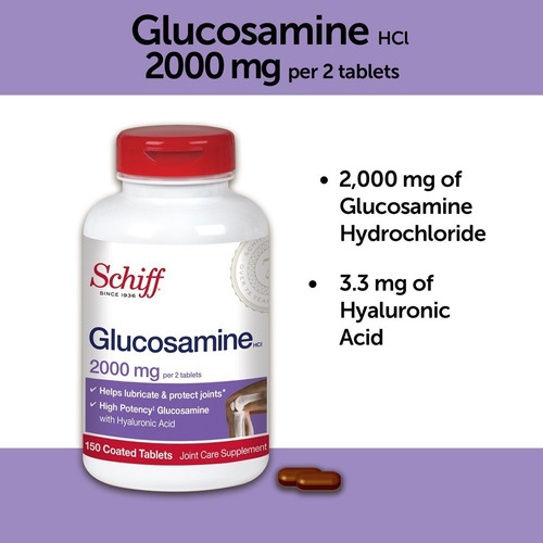 Schiff Glucosamine + Hyaluronic Acid Tablets, 2000 Mg. 150 C