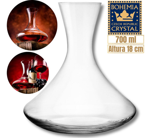 Decanter Aerador Vinho Vidro Cristal Bohemia Defumação Whisk
