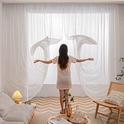 Cortinas Transparentes Blancas Para Ventana De 84 Pulgadas