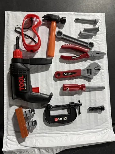 Caja De Herramientas De Juguete De 22 Piezas Para Niños – Taladro Eléctrico, Martillo, Sierra Y Más, Juego De Construcción STEM A Partir De 3 Años (Playkidiz)