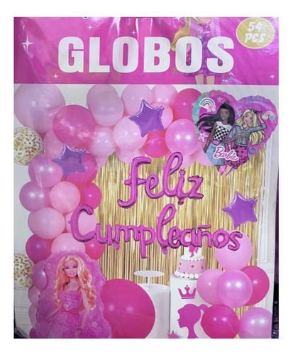 Set De Globos De Barby Decoración Fiesta 54 Pcs