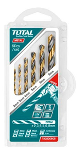 Imagen 1 de 3 de Kit Set Juego Brocas Para Metal 6 Piezas Total Tacsd0605