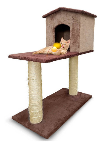 Arranhador Gato Com Casa Brinquedo Interativo Gato Conforto