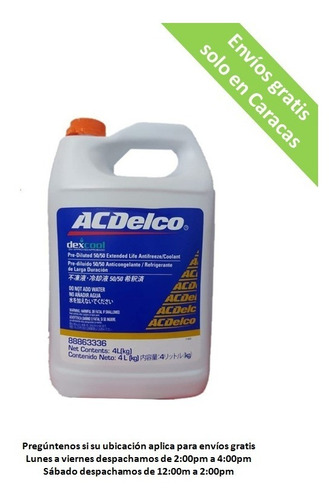 Imagen 1 de 1 de Refrigerante Ac Delco Naranja Importado Usa 4 Litros