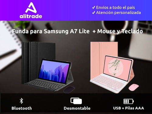 Imagen 2 de 10 de Funda Smart Para Samsung A7 Lite + Mouse Teclado Bluetooth