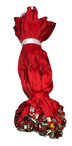 Imagem 2 de 4 de Kit Vermelho 10 Cordão Lanyard E 10 Porta Crachá Rígido