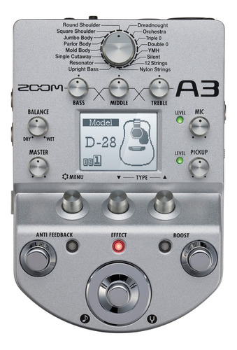 Pedalera Efecto Y Preamp Para Guitarra Acustica Zoom A3