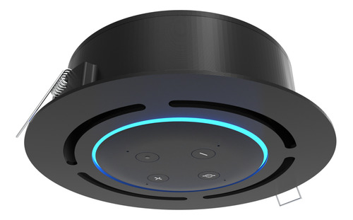 Suporte De Embutir Para Alexa Echo Dot 3 Teto Preto Circular