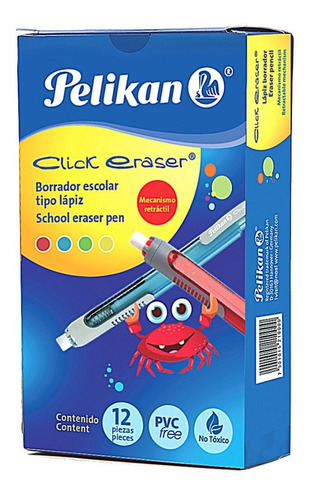 12 Goma Borrador Tipo Lápiz Pluma Click Eraser Pelikan 