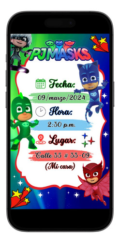 Tarjeta Animada En Video Personalizada De Pj Masks