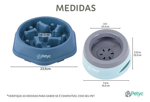Bebedouro Sequinho + Comedouro Treinador Lento Labirinto Kit Cor Azul