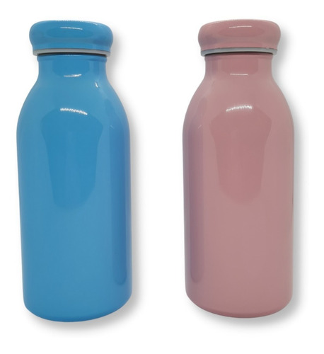  Garrafa Térmica Infantil Inox Azul Ou Rosa 350ml