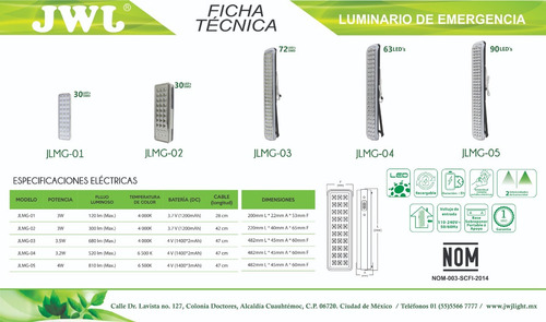 Imagen 5 de 5 de Lampara Emergencia Led 3w 90 Leds Recargable 48 Cm Jwj 30 Pz
