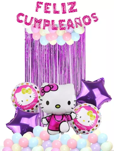 Kit Globo Decoración Fiesta Feliz Cumpleaños Hello Kitty