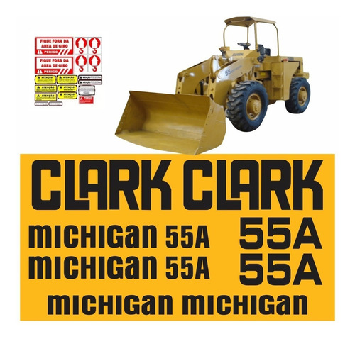 Adesivos Pá Carregadeira Compatível Com Michigan Clark 55a Cor ADESIVO EMBLEMA GRÁFICO 55 A