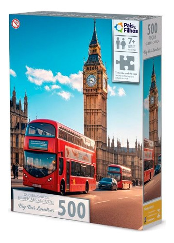 Quebra Cabeça 500 Peças Big Bus Londres Paisagem Pais&filhos