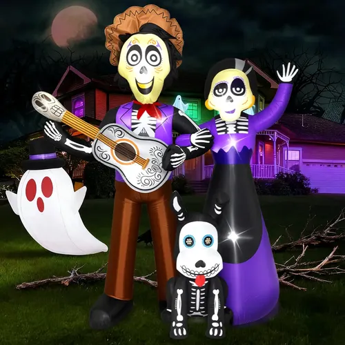 Parejas Calavera Gigante Decoración Inflable Halloween Led