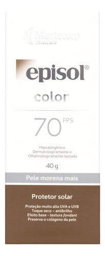 Protetor Solar FPS 70 Pele Morena Mais Mantecorp Skincare Episol Color Caixa 40g