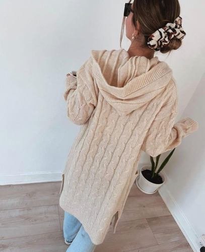 Saco Lana Frizz Con Capucha Y Bolsillos