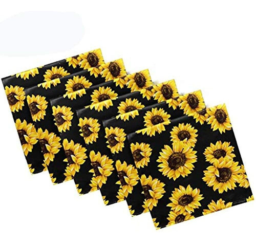 Pfrewn Servilletas De Tela De Girasol De Verano Juego De 6 S