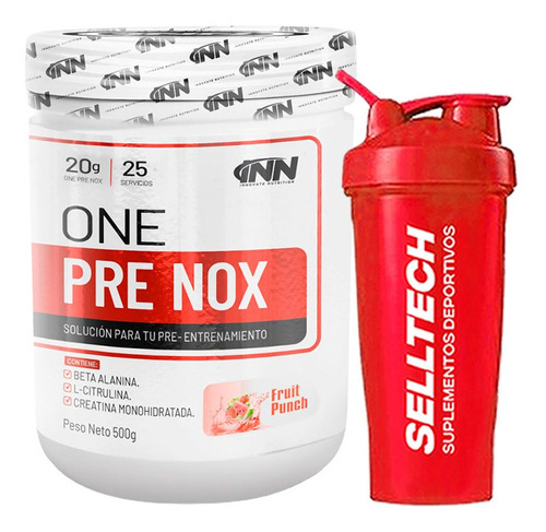 Pre - Entreno Inn One Pre Nox 500gr Fruit Punch + Shaker