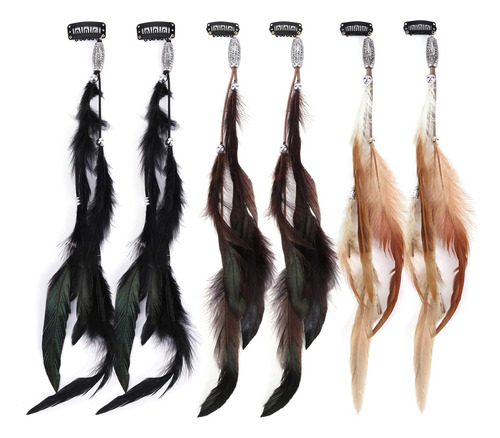 Mwoot Extensión De Cabello Con Clip De Plumas, 6 Piezas, Pin