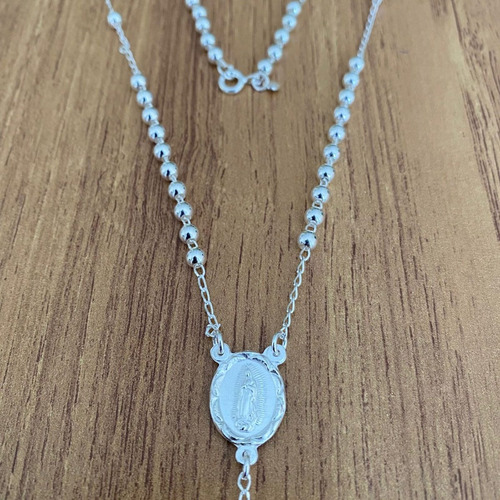 Imagen 6 de 10 de Collar Rosario Liso Cruz Atada En Plata .925 Agálea Joyería