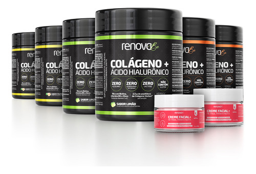 Kit 6 Colágenos Renova Be Verisol Com Ácido Hialurônico Sabor 2 Limão - 2 Tropical - 2 Tangeri