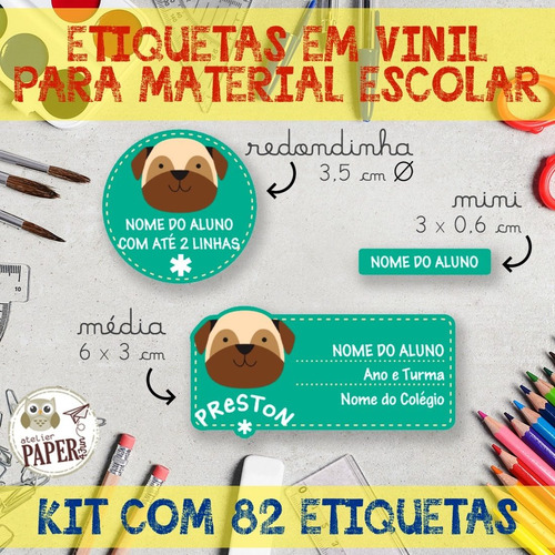 Imagem 9 de 10 de Kit Com 82 Etiquetas Escolares Em Vinil - Skip Hop =)