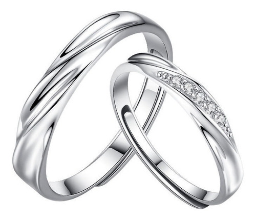 Pareja Anillos Plata Para Hombre Y Mujer + Caja Para Anillos