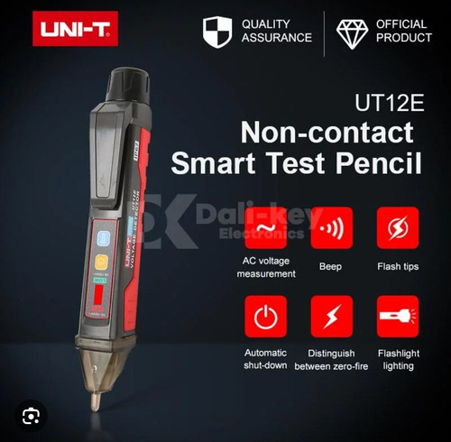 Detector Voltaje, Vibrador, Buzzer, Uni-t Ut12e-row 2mt