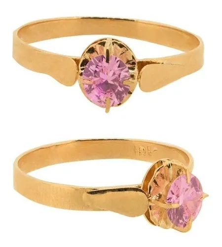 Anillo De Oro Con Piedra Rosa De Francia MercadoLibre