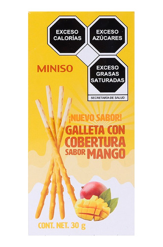 Miniso Palitos De Galleta Con Cobertura Sabor Mango 30 Gr