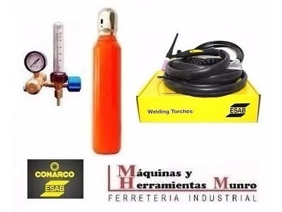 Torcha Tig Esab + Tubo Argon 1/2 Mt3 + Valvula Regulador Con Caudalimetro Marca Liga Maqyherr