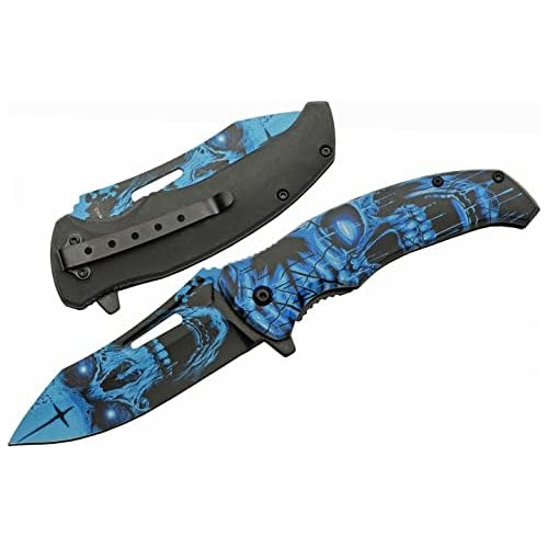 Plegable Edc Haunted Skull De 8.5 Pulgadas Cierre De Tr...