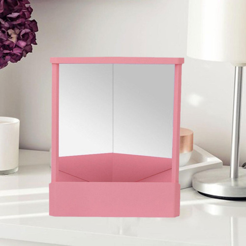 Espejo De Maquillaje Sin Inversión, Diseño Delgado, Rosa