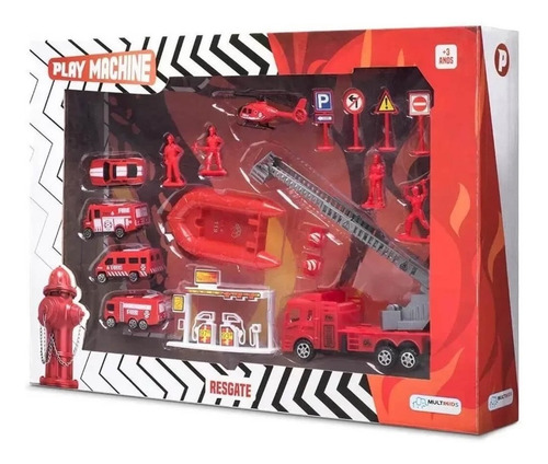 Imagem 2 de 4 de Play Machine - Play Set Bombeiro Resgate Multikids - Br969