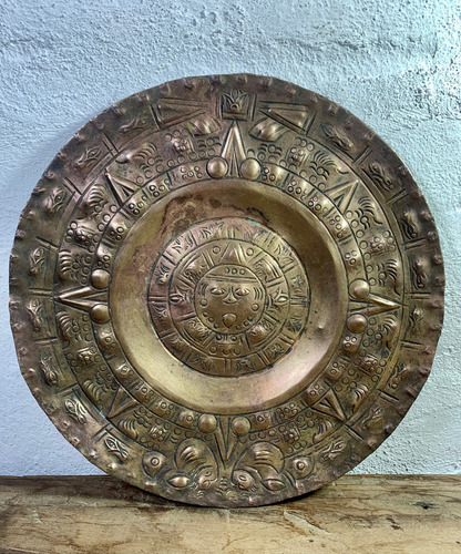 Antigua Artesanía De Cobre Calendario Azteca (Usado)