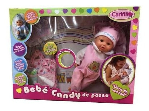 Muñeca Bebe Candy De Paseo Con Accesorios Original Cariñito