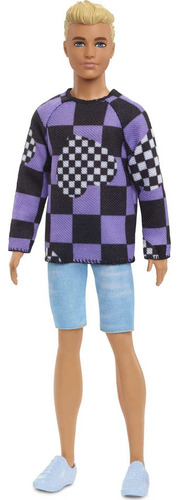 Ken Fashion Doll 191 Rubio Con Suéter A Cuadros Pantalones C