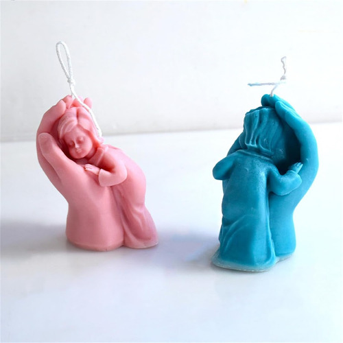 Molde Silicona Vela Bebe En Manos De La Madre
