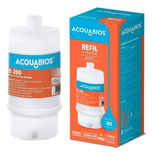 Kit 2 Refil Blindado Acqua Ab 200br/tr Pou Rosca 1/2' Filtro Cor Branco Não aplicável