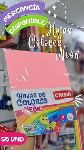 Paquete De Hojas De Colores Fluorescentes