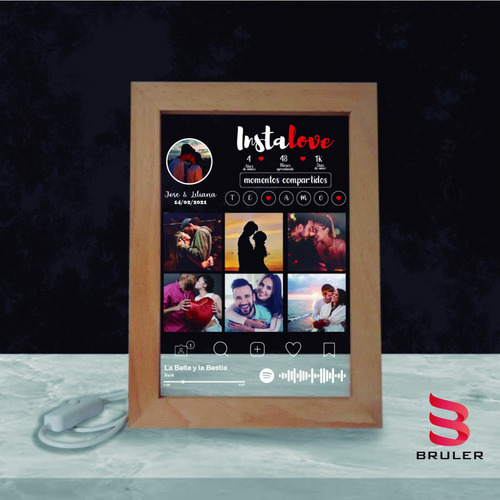Imagen 7 de 8 de Lámpara Marco Led Spotify Personalizada Con Acrílico