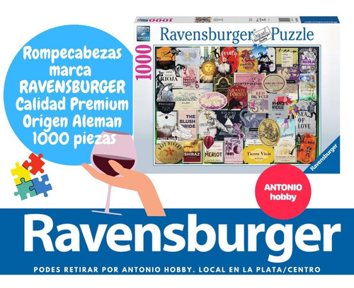 Imagen 3 de 6 de Puzzle Ravensburger 1000 Piezas Etiquetas De Vino La Plata