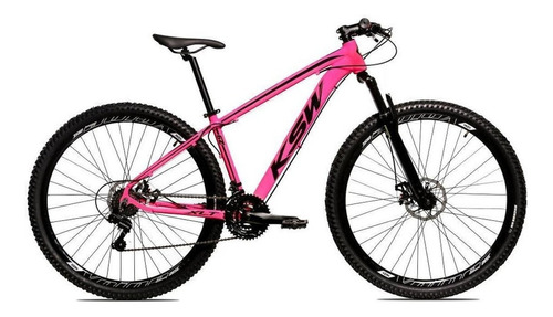 Mountain bike KSW XLT 100 2020 aro 29 15" 21v freios de disco mecânico cor rosa/preto