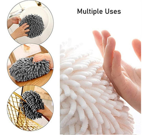 * 3pcs Soft Chenille Hanging Hand Towels For Bath