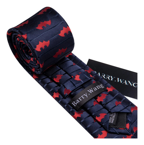 6210 Corbata Seda Negra Morada Batman Pañuelo Mancuernillas Color Azul Marino 6782